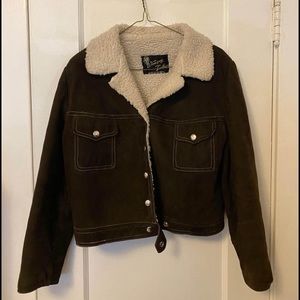 Vintage Suede Jacket Sherpa Line Cropped